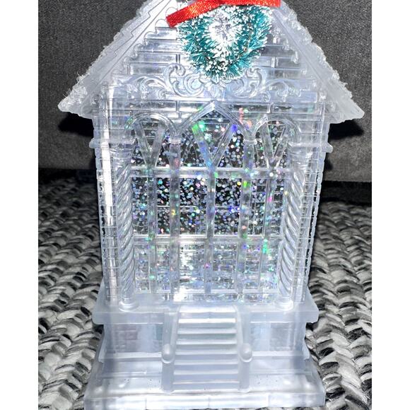 ALDI 11" White Acrylic Church Light Up Glitter Wreath Christmas Snow Globe - Picture 3 of 10